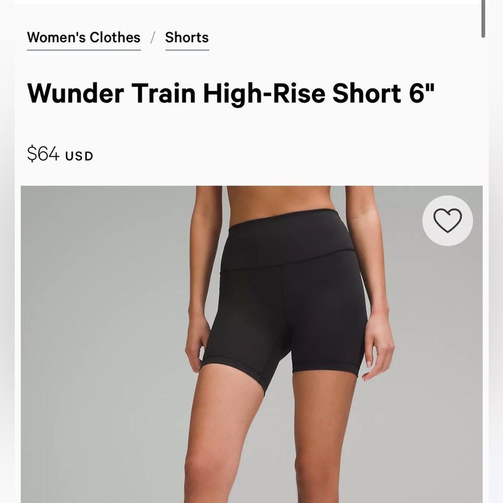 Lululemon Wunder Train High-Rise Short 6"